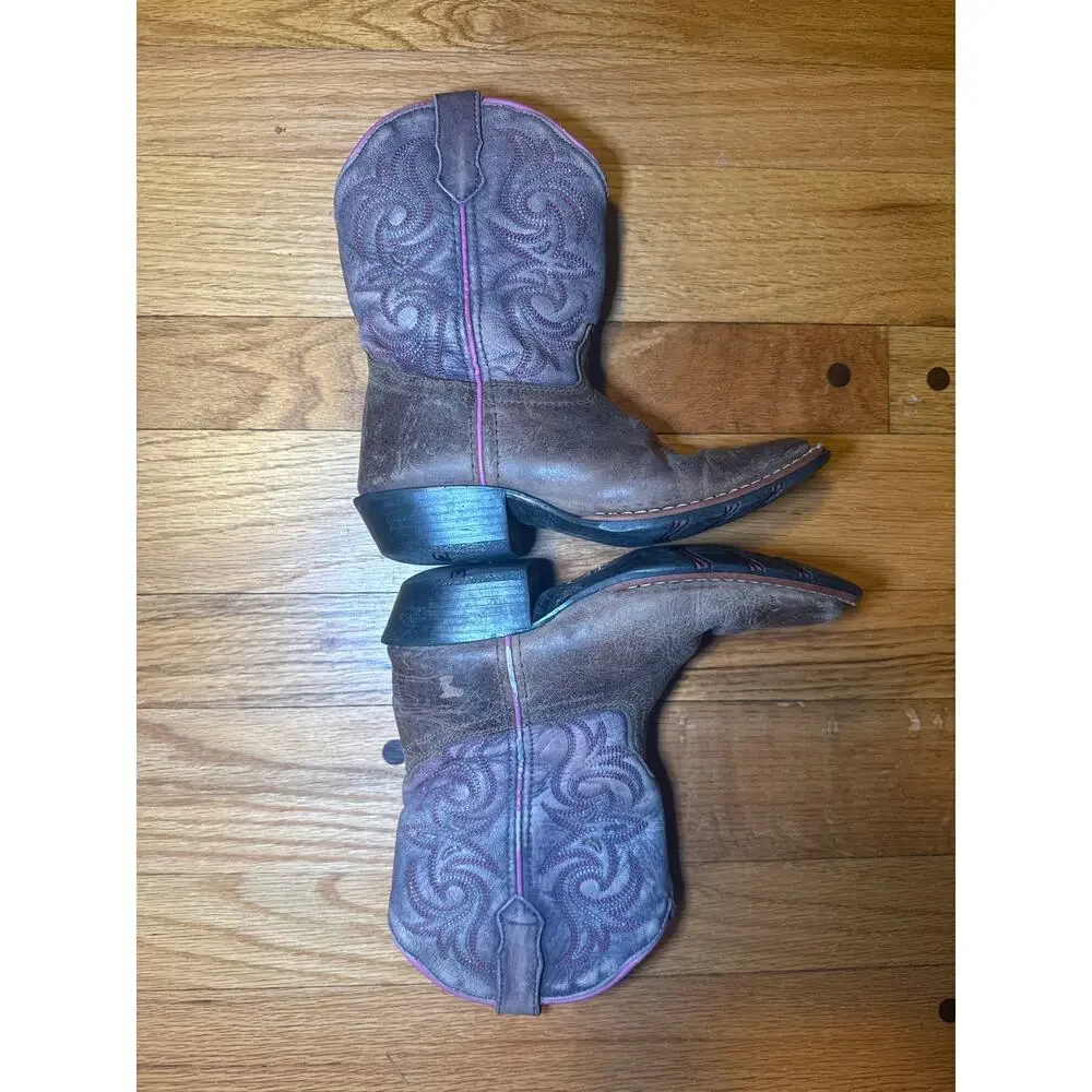 Dan Post Cowboy Western Boots Kids Sz 12.5D Distressed Brown Leather